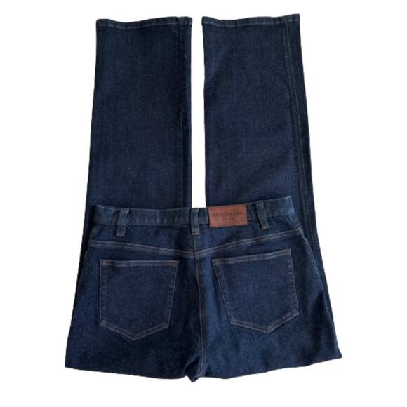 Ann Taylor Stretch Dark Wash Low Rise Straight Wide Leg Denim Jeans Size 8R - Picture 8 of 12